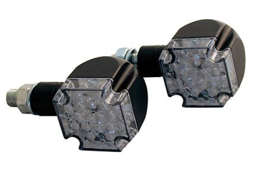 SHIN YO LED-Mini-Blinker CROSS, schwarz, kurzer Stiel, E-geprft nur fr hinten, Paar