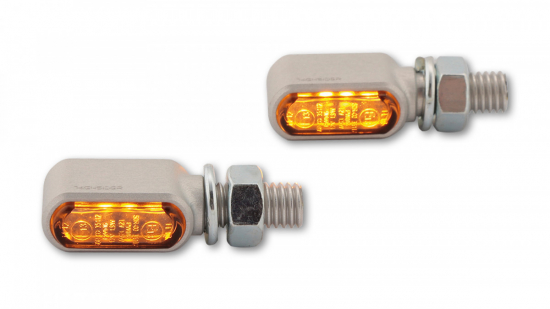 HIGHSIDER LED Blinker LITTLE BRONX Farbe silber getntes Glas E-geprft Paar