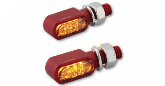 HIGHSIDER LED Blinker LITTLE BRONX Farbe rot getntes Glas E-geprft Paar