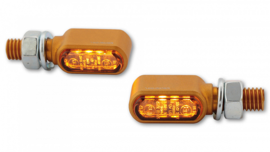 HIGHSIDER LED Blinker LITTLE BRONX Farbe gold getntes Glas E-geprft Paar