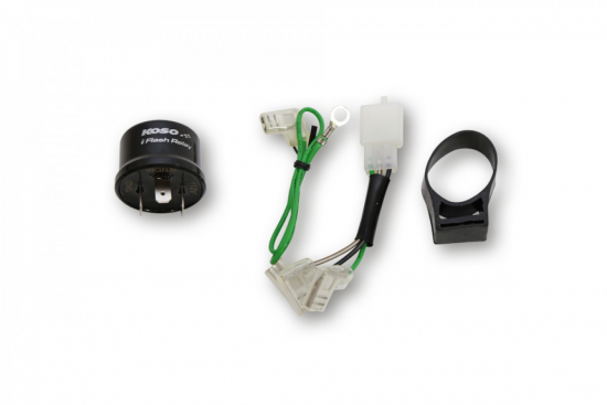 KOSO 3-Pin Universal Blinkrelais Lernfähiges 3-Pin Universal Blinkrelais 12V mit Adapterkabel.
