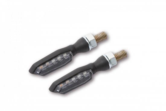 254-270 HIGHSIDER LED-Blinker Brems + Rücklicht SONIC-X1 schwarzes Metall-Gehäuse getöntes Glas E-g.