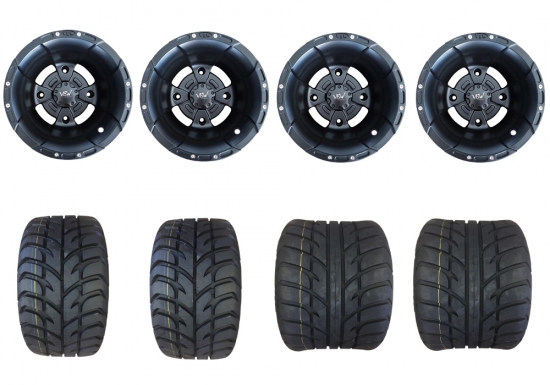 Alu Komplettrder schwarz matt + Maxxis Spearz 195 / 255 Reifen Teilegutachten f. Yamaha 700R usw.