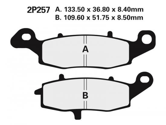 2P-257NS NISSIN Street Halbmetallische Bremsbelge - 2P-257NS