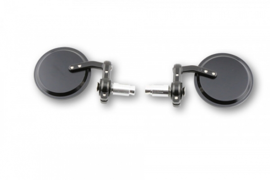301-076 SHIN YO Alu-Spiegel fr Lenkerenden rund schwarz mit Gelenk zum Einstellen ab 13 mm