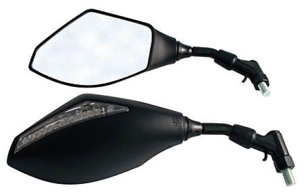 Spiegel mit LED Blinker, schwarz, Spiegel und Blinker e-geprüft