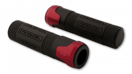 HIGHSIDER Lenkergriffgummi AKRON rot Aluring Motorrad 22/26mm AKRON mit HIGHSIDER Schriftzug