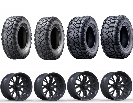 Alu Komplettrder 12 A2 schwarz Matt + Ceros MU-03/04 + Teilegutachten Polaris Sportsman Scrambler