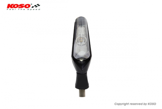 KOSO LED-Blinker MARS, schwarzes Metallgehuse, Transparentes Glas