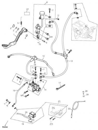 45500-228-000 Bremshebel komplett Bild Nr. 19 Quad ATV Adly Beeline Online Herkules 450 500 Cross