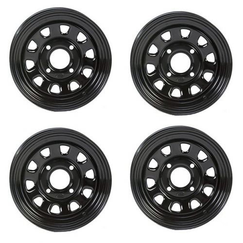 1 Satz (4Stck) 12x7 ( 7x12 ) 4x110 5+2 ITP Black Delta Stahlfelgen Suzuki King Quad CF-Moto