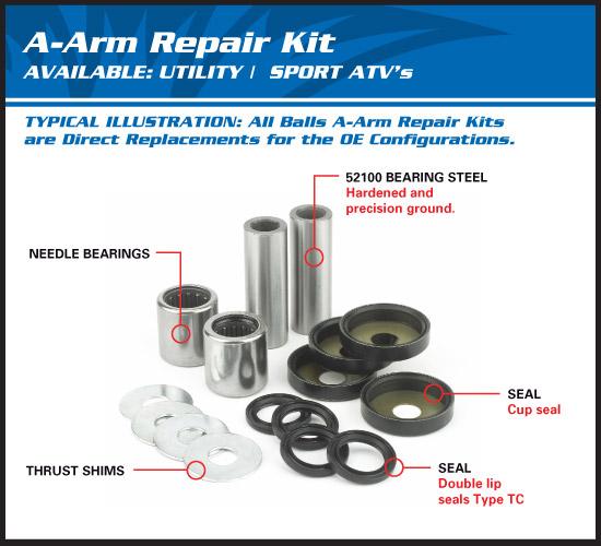 50-1133 AllBalls A-Arm Reparatur Kit vorne oben unten f UTV CanAm Maverick 1000 