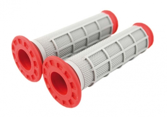 G169 Renthal Diamond Half Waffle DualGrips Handgriffe in grau / rot f. Quads / ATV 22/22mm