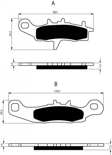 BGS3-108 GoldFren Sinter Bremsbelag Typ: S3 TV f. Kawasaki KFX 450 700 + KVF 650 / 700 vorne rechts