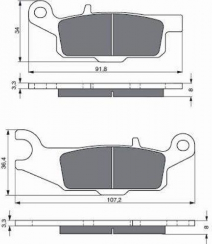 BGS3-253 GoldFren Bremsbelge Typ: S3 TV f. Quad ATV Yamaha YFM 250R Grizzly 550 700 vorne rechts