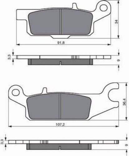 BGS3-255 GoldFren Bremsbelge Typ: S3 TV Quad ATV Yamaha Grizzly 550 700 hinten links