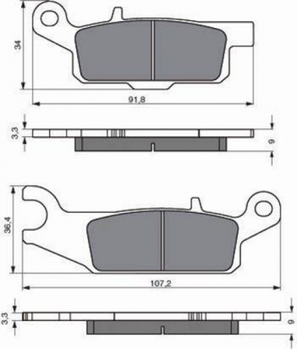 BGS3-256 GoldFren Bremsbelge Typ: S3 mit TV f. Quad ATV Yamaha Grizzly 550 700 hinten rechts