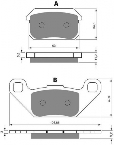 S3-283 GoldFren Bremsbel�ge S3 T�V Quad ATV Beeline  Adly Canyon Huricane 280 300 320 500 CPI hinten