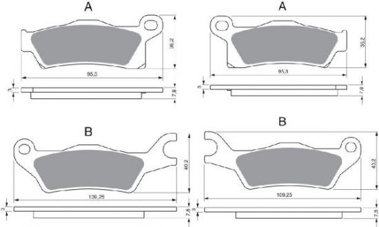 GoldFren Bremsbelge Typ: S3 m. TV f. Quad ATV CanAm Renegade Outlander G2 vo. + hi.