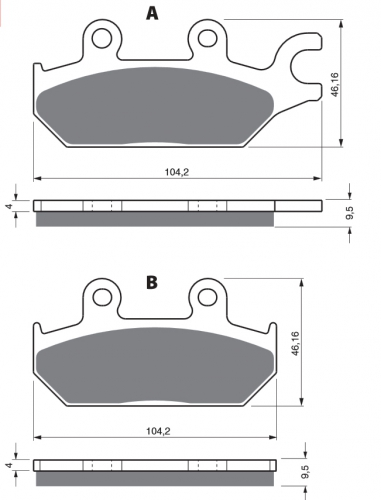 BGS3-345 GoldFren Sinter Bremsbelag Typ: S3 m. TV Yamaha Viking CanAm Maverick Commander