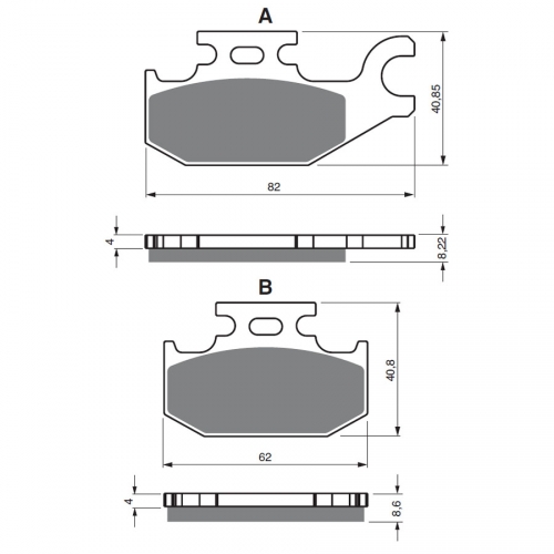 BGS3-373 GoldFren Bremsbelge vorne links Typ: S3 mit TV Zertifizierung fr Suzuki King Quad