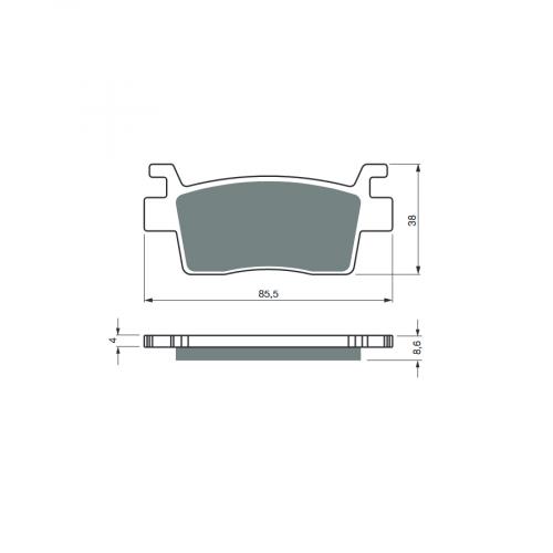 BGS3-411 GoldFren Bremsbelge Typ: S3 m. TV f. Kawasaki KRF 1000 Teryx 20- hinten