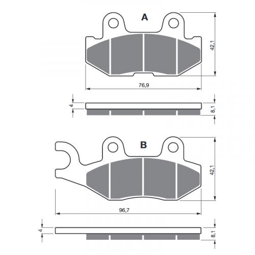 BGS3-426 GoldFren Bremsbelge Typ: S3 TV f. Quad ATV Yamaha Wolverine Viking hinten rechts