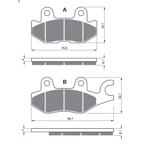 BGS3-427 GoldFren Bremsbelge Typ: S3 TV f. Quad ATV Yamaha Wolverine Viking hinten links