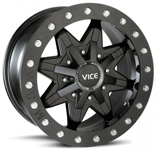 14x7 ( 7x14 ) 4x137 ET 4+3 MSA Felge M16 VICE Beadlock Flat schwarz M16-04737