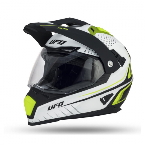 UFO ARIES Cross Helm S (55-56cm) weiss / schwarz / grn Motorrad Quad Bike Enduro Supermoto usw.
