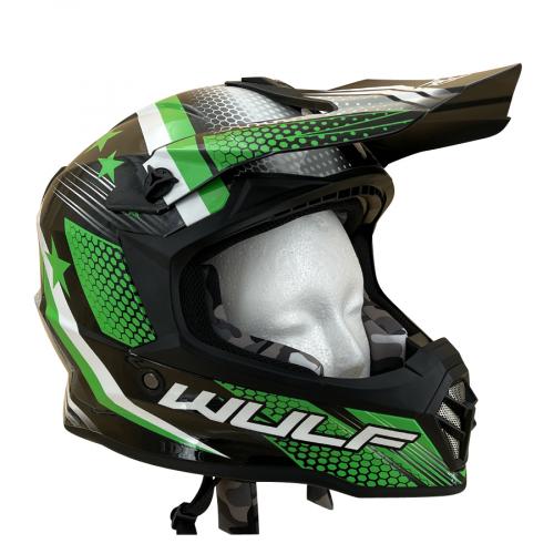 Wulfsport Kinder Cross Helm ICONIC L (51-52cm) grn Motorrad Quad Bike Enduro MX BMX Helm