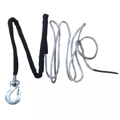 LQ-RACING Quad / ATV Kunststoff - Synthetik - Nylon  Seil + Haken (Silber) f. Seilwinde 3,6m 3,2to
