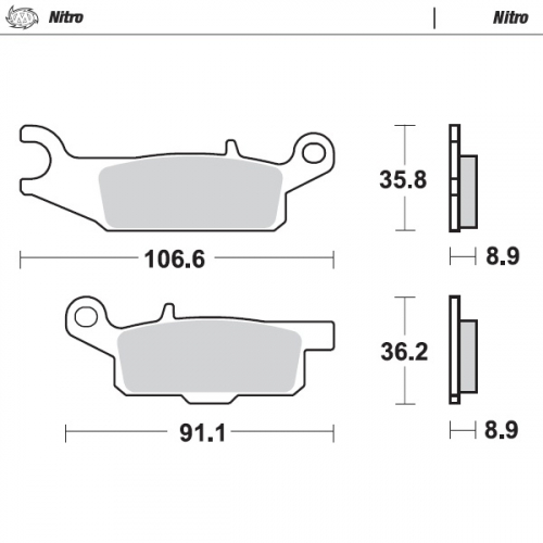 096121 Moto-Master Bremsbelge Nitro hinten links mit TV f. Quad Yamaha YFM 550 700 F Grizzly