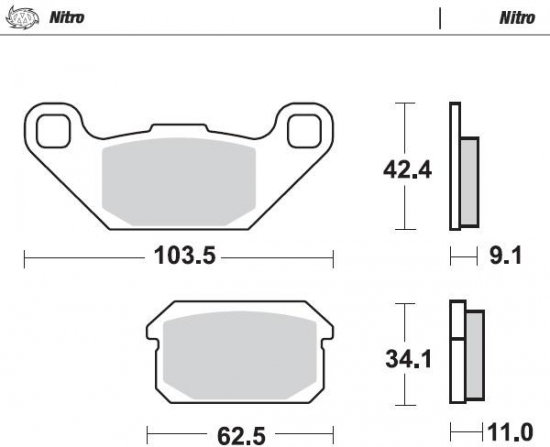 099621 Moto-Master Bremsbelge Nitro hinten mit TV f. Quad Adly ATV PGO Bugrider Quadzilla