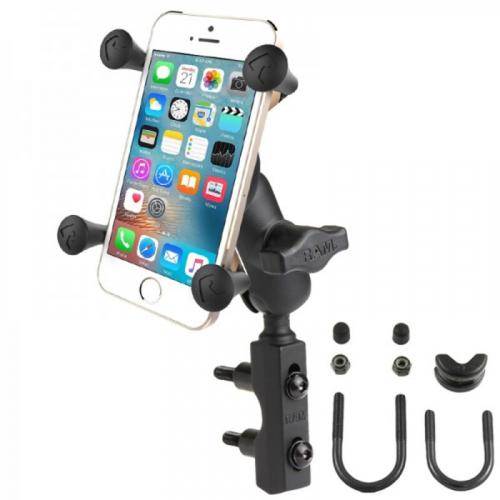 RAM-B-174-A-UN7 RAM MOUNTSX-Grip Short Arm Phone Holder with Brake/Clutch Reservoir U-Bolt Base