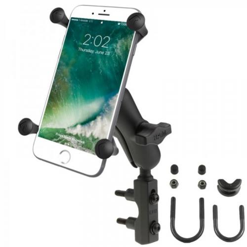 RAM-B-174-UN10 RAM MOUNTSX-Grip Medium Arm Phone Holder with Brake/Clutch Reservoir U-Bolt Base - Large Phones