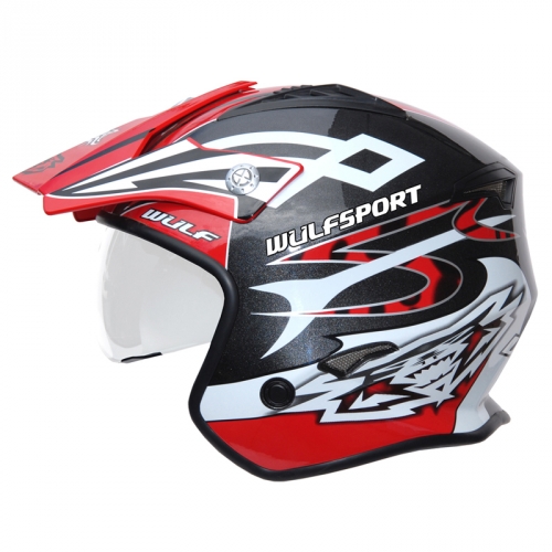 Wulfsport VISTA Helm mit Visier S (55-56cm) rot Motorrad Quad ATV Roller Jet Halbschalen usw.