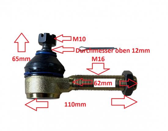 LQ-Racing 1x Traggelenk Kugelkopf M10 / M16 f. unteren A-Arm WAA-199A-BK 700R 660R YFZ450 SMC 250